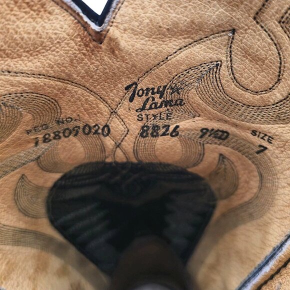 Vintage Tony Lama Exotic Natural Teju Lizard Cowboy Boots Mens 9.5D Gold Label - Picture 8 of 16